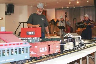 Franco Balestro’s model train set up doubled for the K & P as CMCA held its Mystery History Tour Saturday in Plevna. Photo/Craig Bakay